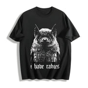 I Have Rabies Bat Grunge Y2k Cotton T-Shirt in Black