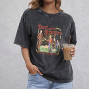 Don't Talk To Strangers vintage washed oversized T-shirt in Black