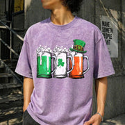 Irish Beer Ireland Flag St Patricks Day Leprechaun Small Vintage Washed T-Shirt in Purple