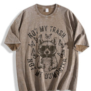 Not My Trash Not My Dumpster Snarky Raccoon Vintage Washed T-Shirt in Brown