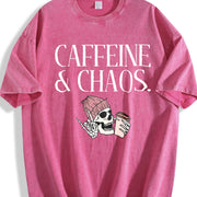 Caffeine and Chaos Vintage Washed T-Shirt in Red