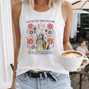 Land of the Free Because of Brave DTF Transfer Women's Color Cotton Tank Top in White