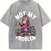 Skull Retro Y2K Boxy Old School Vibes Or Vintage Washed T-Shirt in Gray