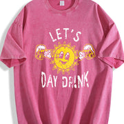 Lets Day Drink Drunken Sunny Booze Drinking for Guys Vintage Washed T-Shirt in Red