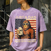 Fathers Day Just a Dad Who Came Back with Milk Vintage Washed T-Shirt in Purple