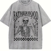 Fatherhood Skeleton Dad Vintage Washed T-Shirt in Gray