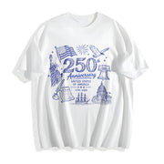 250th Anniversary USA Patriotic America 1776 2026 Fourth Cotton T-Shirt in White