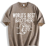 World's Best Brother Vintage Washed T-Shirt in Brown