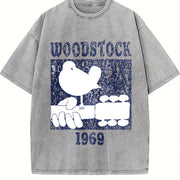 Woodstock 1969 in Polyester with Medium Stretch Animal vintage washed oversized T-shirt in Gray