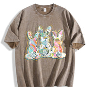 Brushstroke Easter Peter Cottontail vintage washed oversized T-shirt in Brown