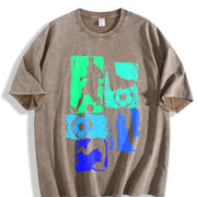 Soccer Collage Vintage Washed T-Shirt in Brown