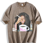 No Mug Woman Meme Vintage Washed T-Shirt in Brown