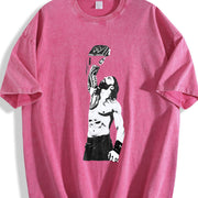 WWE Roman Reigns Iconic Wrestling Classic Fan fast vintage washed oversized T-shirt in Red