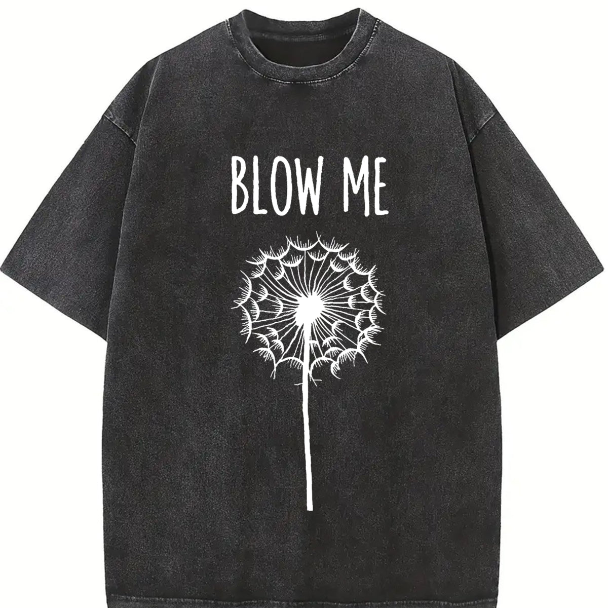 Blow Me Dandelion Vintage Washed T-Shirt in Black