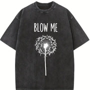 Blow Me Dandelion Vintage Washed T-Shirt in Black
