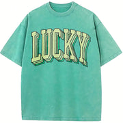 Retro Lucky St Patricks Day Vintage Washed T-Shirt in Blue