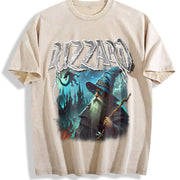 Rizzard Fantasy Wizard Vintage Washed T-Shirt in Beige