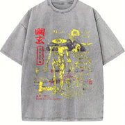 Yugen Occult Skeleton Snake Vintage Washed T-Shirt in Gray