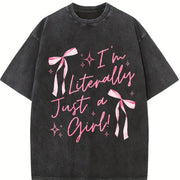 IM Literally Just a Girl Vintage Washed T-Shirt in Black