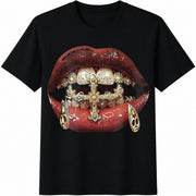 Loose-fitting / Short-sleeved Cotton T-Shirt in Black