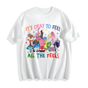 It's Okay to Feel All the Feels Cotton T-Shirt in White