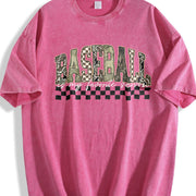 Camo Baseball Mama Coquette Baseball Military Camouflage Vintage Washed T-Shirt in Red