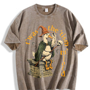 Urban Explorer Statement for Grunge Vibes: Wizard Duck In Vintage Washed T-Shirt in Brown