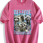 Become Ungovernable Raccoon Vintage Washed T-Shirt in Red