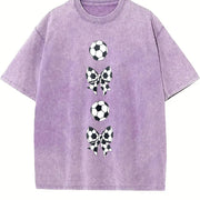 Soccer Bows Vintage Washed T-Shirt in Purple