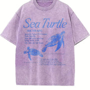 Sea Turtle 90s Retro Ocean Animal Vintage Washed T-Shirt in Purple