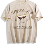 Espresso Martini Cocktail & Social Club vintage washed oversized T-shirt in Beige