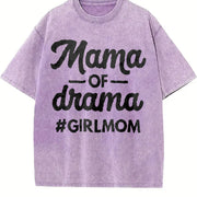 Mama of Drama Mama of Girl Vintage Washed T-Shirt in Purple