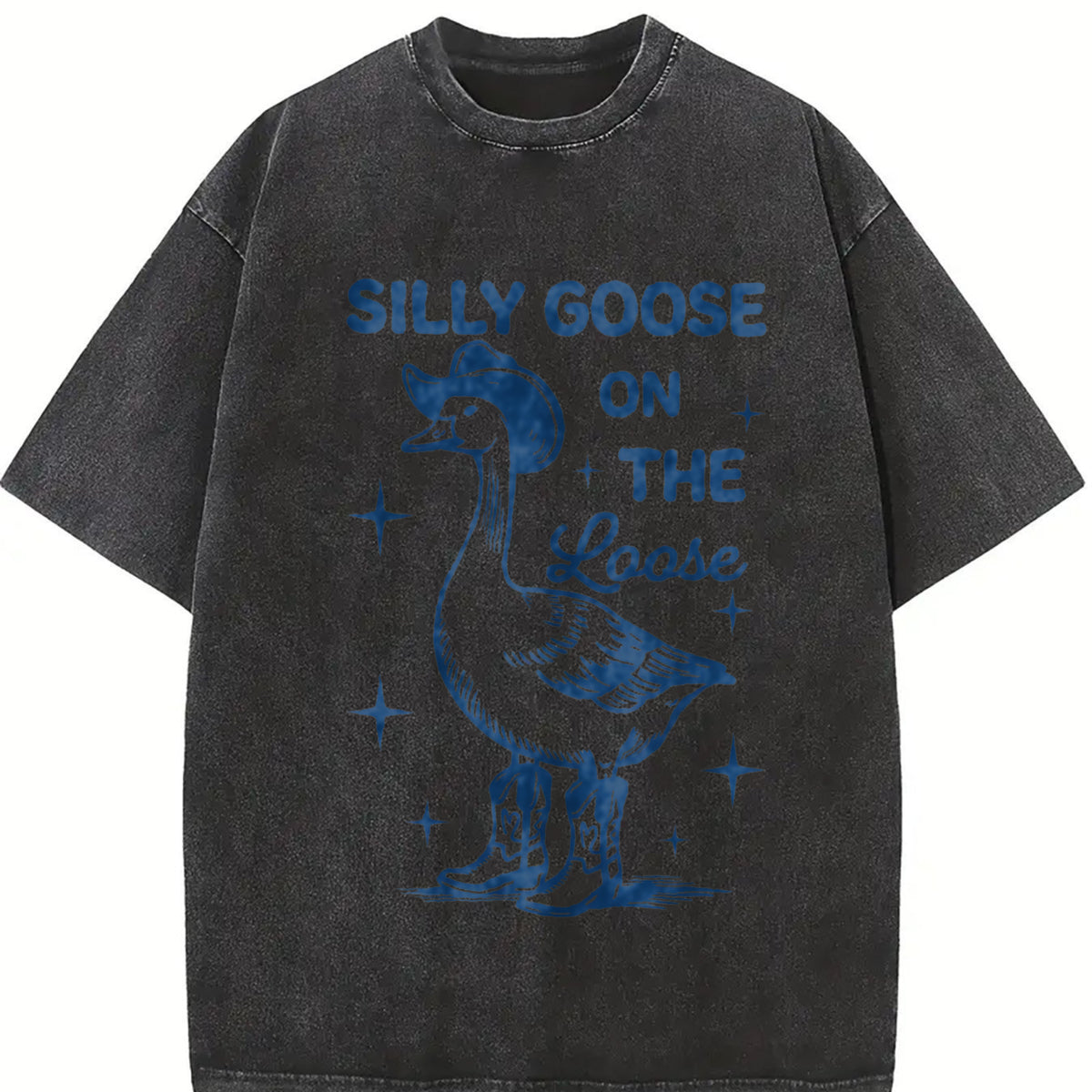 Retro Silly Goose Silly Goose on the Loose Vintage Washed T-Shirt in Black