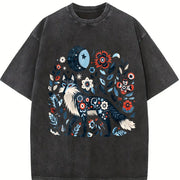 Short-sleeve with Fox & Vintage Washed T-Shirt in Black