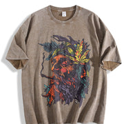 Retro Dark Background Vintage Washed T-Shirt in Brown