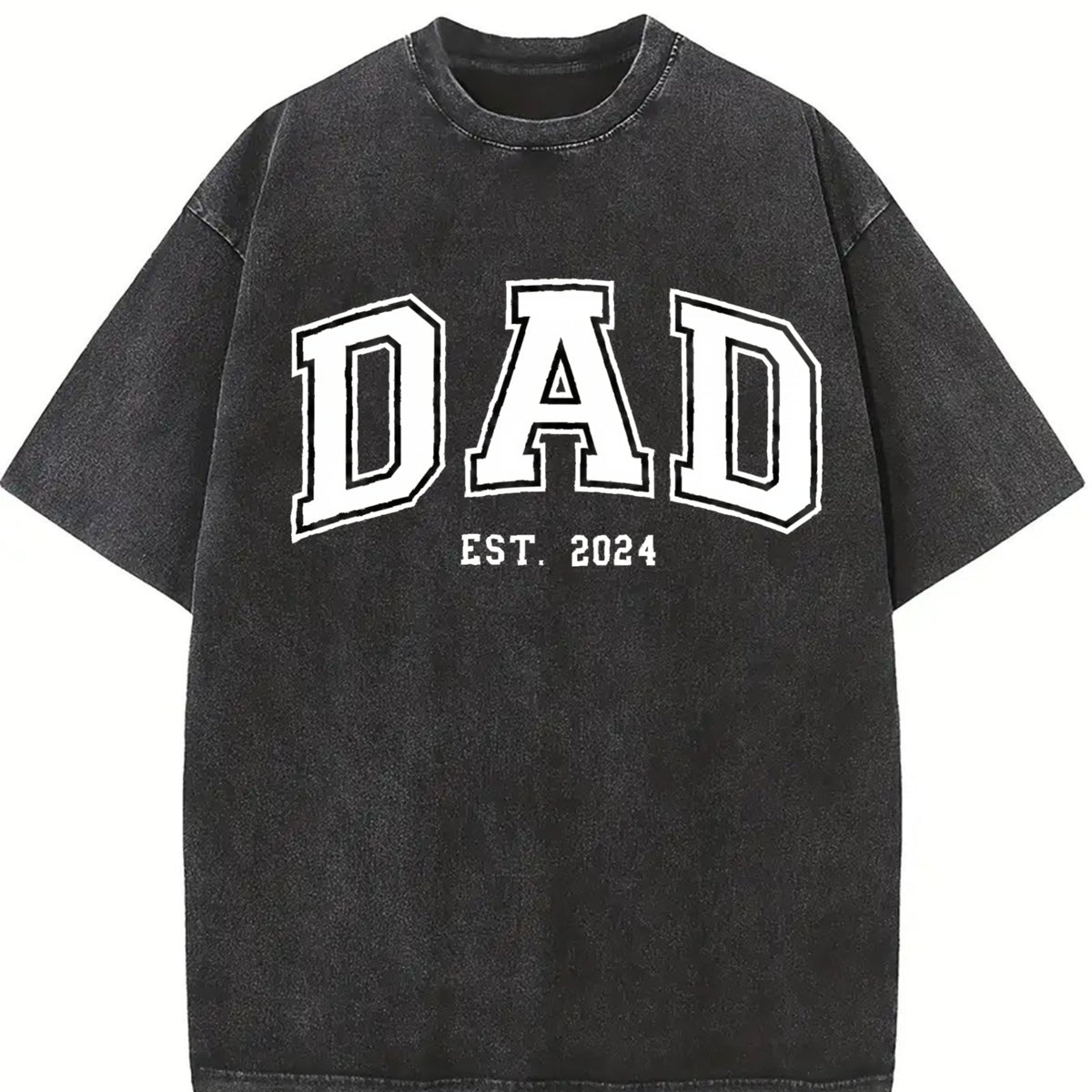 Dad Est Year Personalized Dad Vintage Washed T-Shirt in Black