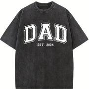 Dad Est Year Personalized Dad Vintage Washed T-Shirt in Black