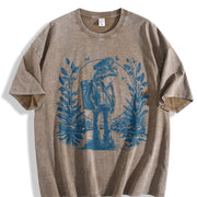 90s Tattoo Frog Mail Man Vintage Washed T-Shirt in Brown