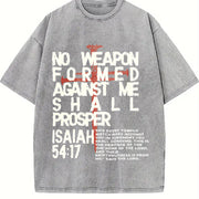 No Weapon Christian Jesus Easter vintage washed oversized T-shirt in Gray