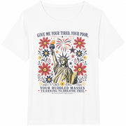 Land of the Free Because of Brave DTF Transfer Cotton T-Shirt in White