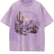 Desert Landscape Cactus Vintage Washed T-Shirt in Purple