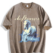 Retro Limited Deftones Tour Rock Band WHITE PONY Heavy vintage washed oversized T-shirt in Brown