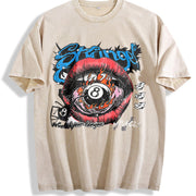 8 Lips Tank Sleeveless Muscle Vintage Washed T-Shirt in Beige