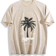 Santa Barbara California Palm Tree vintage washed oversized T-shirt in Beige