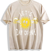 Lets Day Drink Drunken Sunny Booze Drinking for Guys Vintage Washed T-Shirt in Beige
