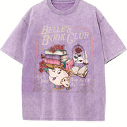 Belle's Book Club Tale as Old as Time Belle’s Book Cafe Vintage Washed T-Shirt in Purple
