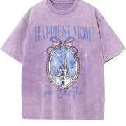 Youth and Adult Magic Kingdom Castle Coquette Bow vintage washed oversized T-shirt in Purple