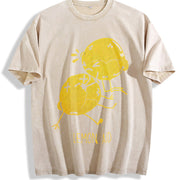 Lemon Aid First Aid Lemons CPR Joke for Ladies Cute Ladies Vintage Washed T-Shirt in Beige