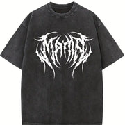 Mama Metal Font Vintage Washed T-Shirt in Black