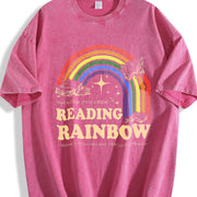 Reading Rainbow Retro Librarian Vintage Washed T-Shirt in Red